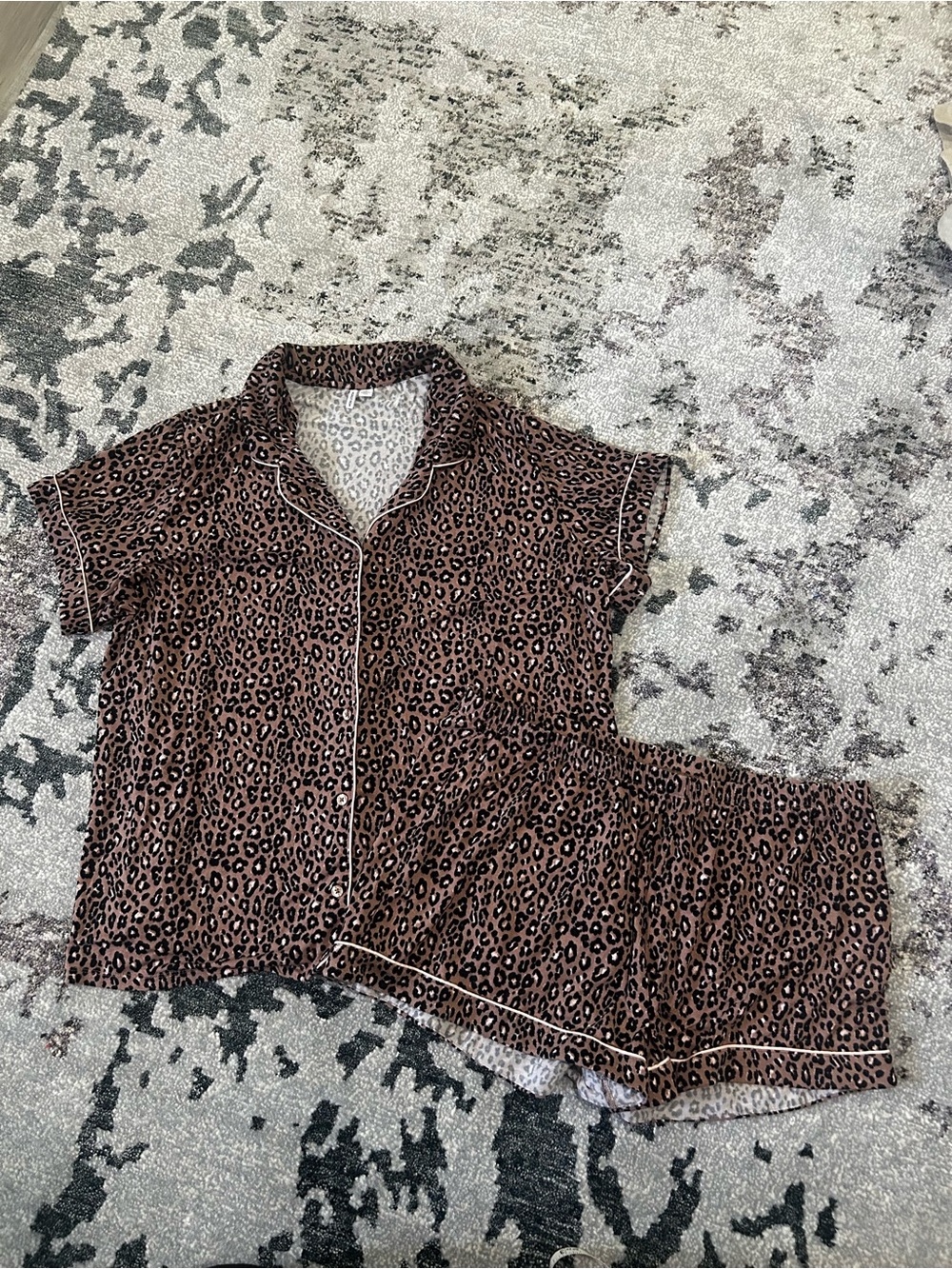 Nordstrom Leopard-Print Short Pajama Set - Brown & Black
